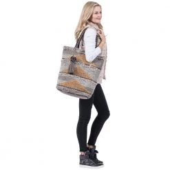 Katydid Brown Triangular Frayed Handbags Or Beach Bag