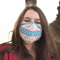 Katydid Teal Fabric Face Masks