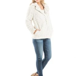 Katydid Snow White Leopard Faux Fur Jacket Or Coat