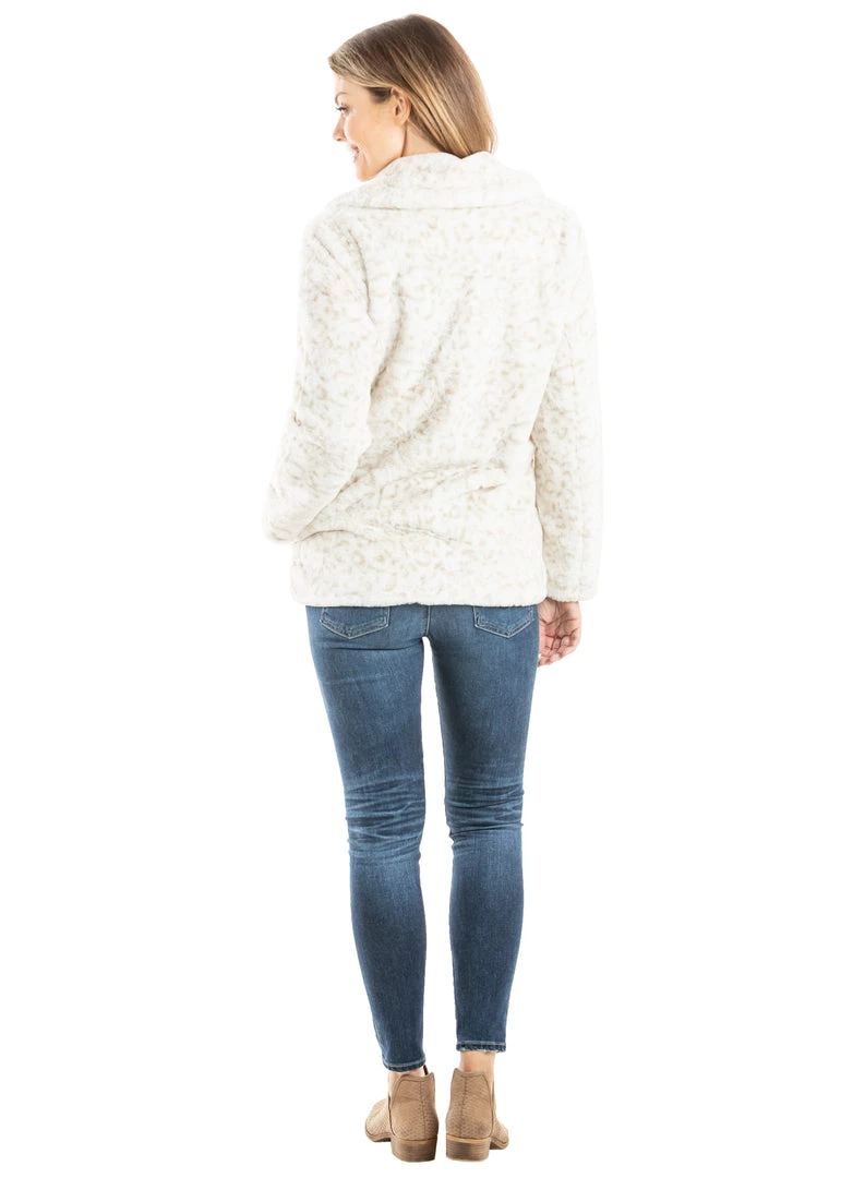 Katydid Snow White Leopard Faux Fur Jacket Or Coat