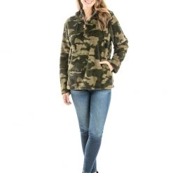 Katydid Camo Faux Fur Fleece Pullover With Hoodie Fall & Winter