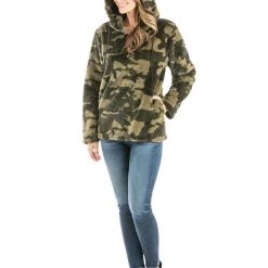 Katydid Camo Faux Fur Fleece Pullover With Hoodie Fall & Winter