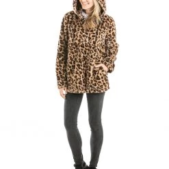 Katydid Fall & Winter Leopard Faux Fur Fleece Pullover W/ Hoodie