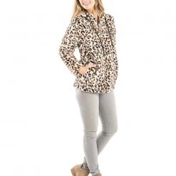 Katydid Fall & Winter Leopard Faux Fur Fleece Pullover W/ Hoodie