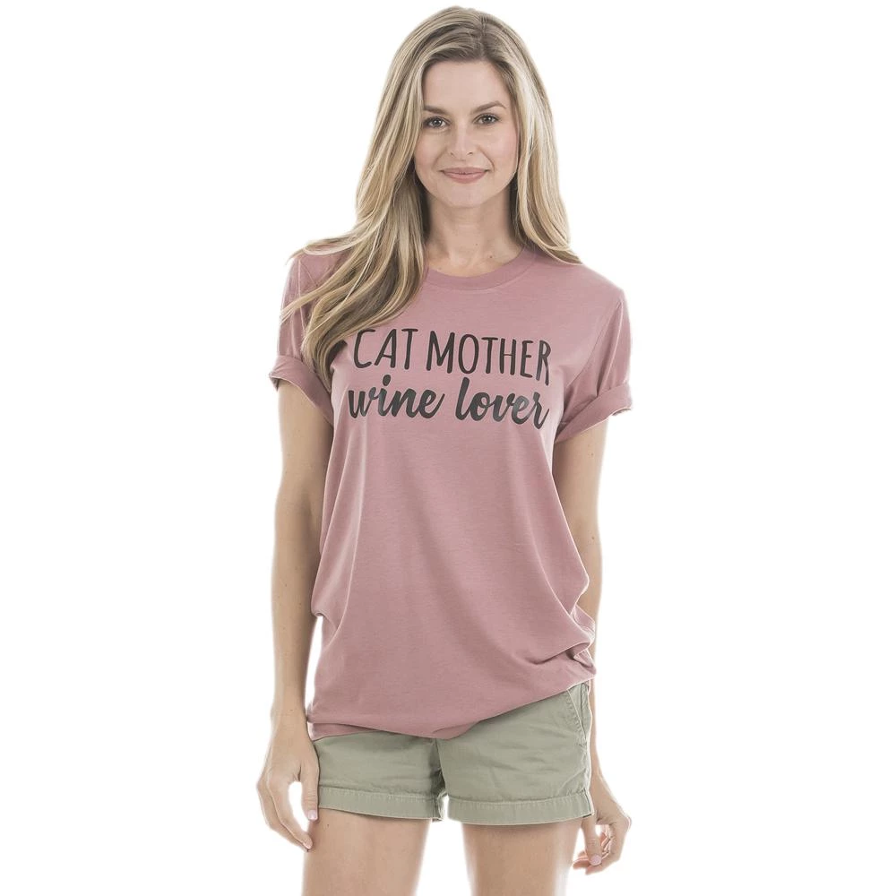 Katydid Weekend Vibes Collection Cat Mother Wine Lover T-Shirts