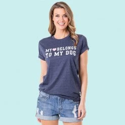 Katydid My Heart Belongs To My Dog Graphic Tees