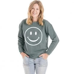 Katydid White Printed Happy Face Corded Sweatshirt