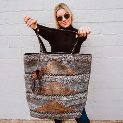 Katydid Brown Triangular Frayed Handbags Or Beach Bag