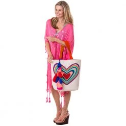 Katydid Beaded Heart Handbags Or Beach Bags