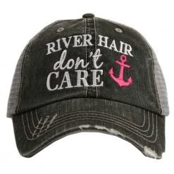 Katydid River Hair Don't Care Trucker Hat With Anchor Vacay Getaway Collection