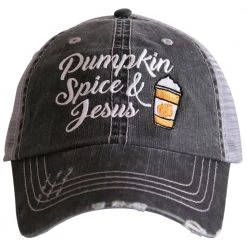 Katydid Pumpkin Spice And Jesus Trucker Hat Holiday Collection