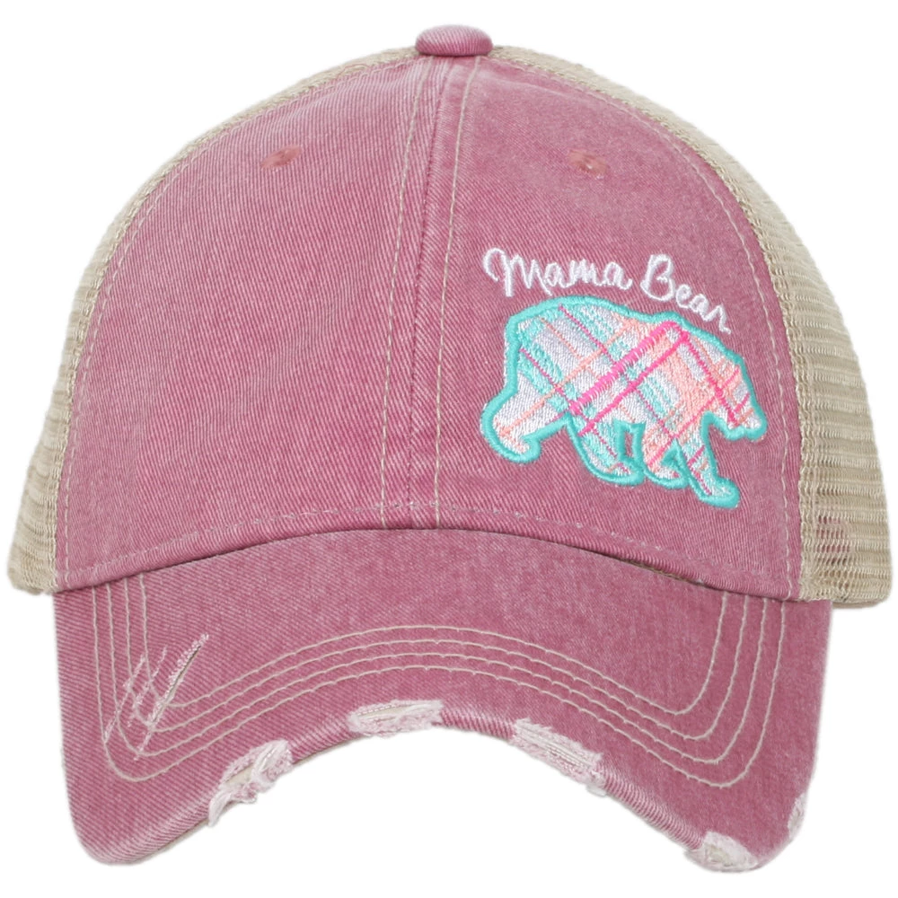 Katydid Mama Bear PLAID PASTEL Side Panel Trucker Hat