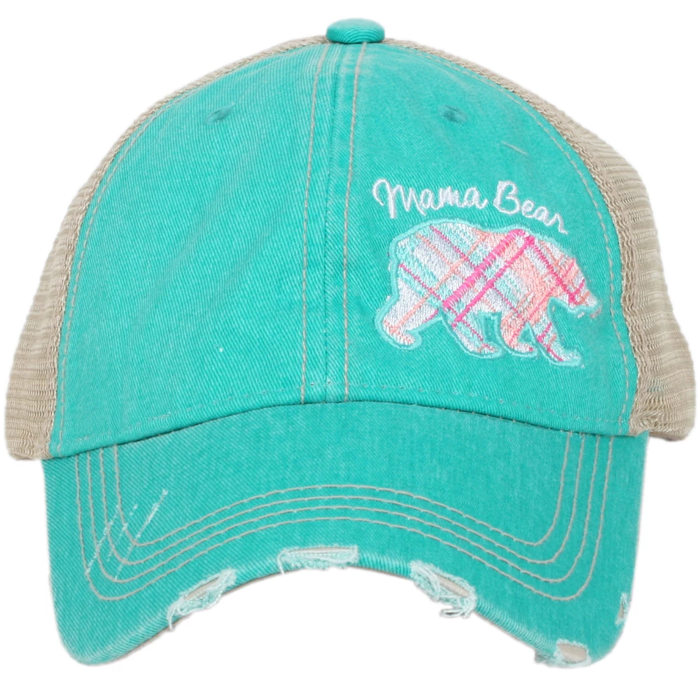 Katydid Mama Bear PLAID PASTEL Side Panel Trucker Hat