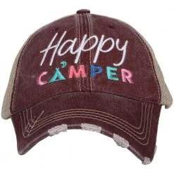 Katydid Happy Camper With Moon Trucker Hats Road Trip Warrior Collection