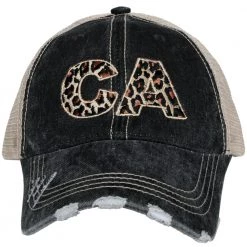 Katydid State Love Collection CA California Leopard Women's Trucker Hat