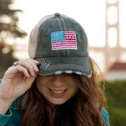 Katydid State Love Collection American Flag Women's Trucker Hats
