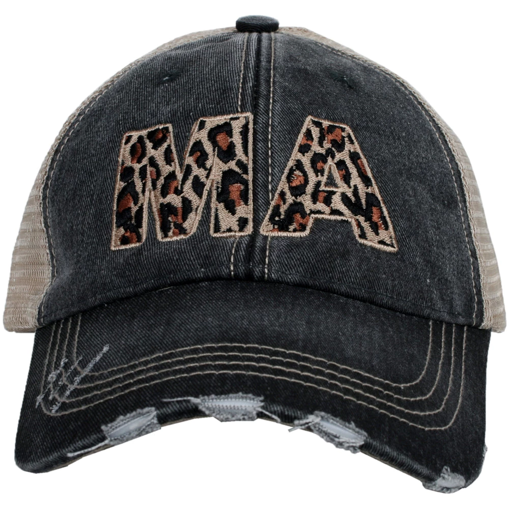 Katydid State Love Collection MA Massachusetts Leopard State Women's Trucker Hat