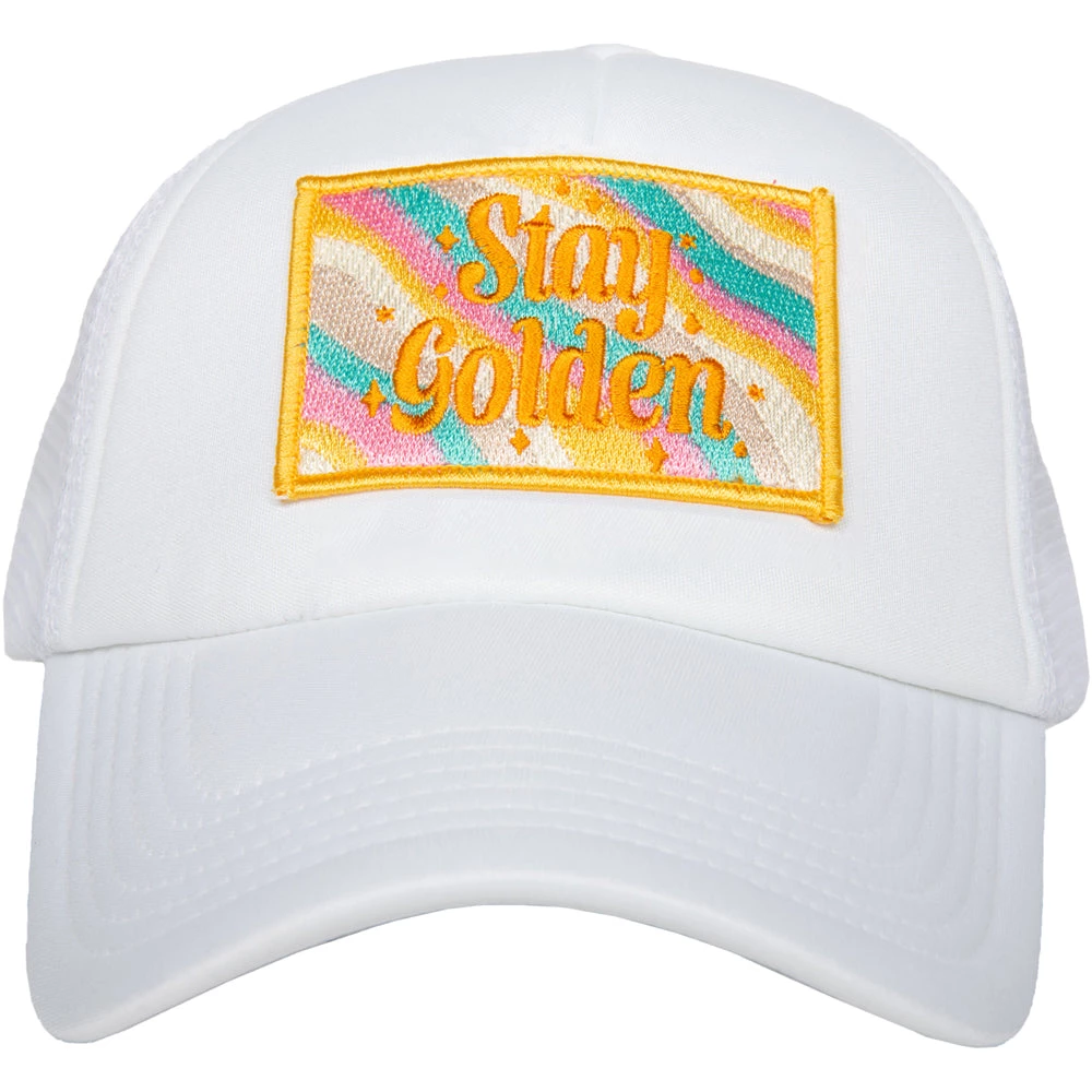 Katydid New Stay Golden Trucker Hat (White Foam)