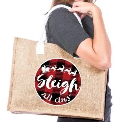 Katydid Sleigh All Day Red Plaid Tote Bag