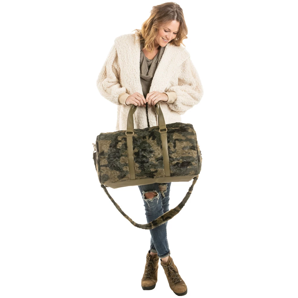 Katydid Fall & Winter Camo Faux Fur Weekender Bags