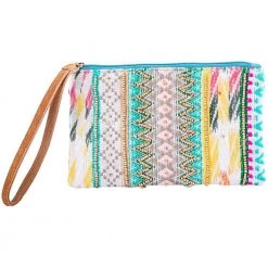 Katydid Multicolored Diamond Pattern Wristlet With Leather Strap Weekend Vibes Collection