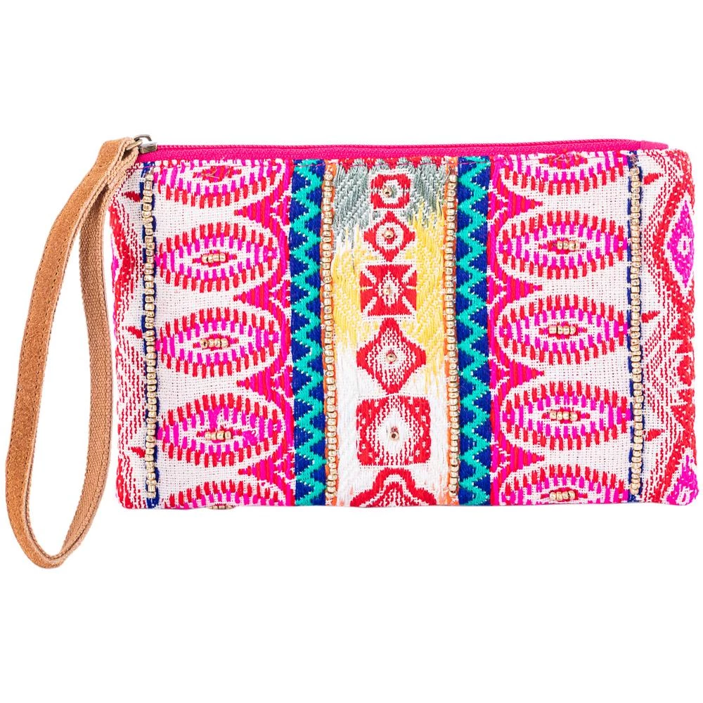 Katydid Weekend Vibes Collection Pink Wristlet With Leather Strap