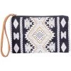 Katydid Black And White Geometrical Wristlet With Leather Strap
