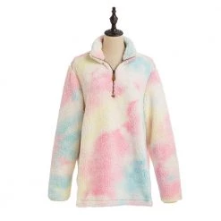 Katydid Tie Dye Faux Fur Women's Sherpa Pullover (#1) Tie Dye Collection
