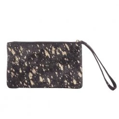 Katydid Mom Life Collection Black/Gold Metallic Hair On Leather Wristlet