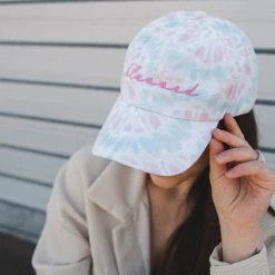 Katydid Tie Dye Collection Blessed (Cursive) Tie Dye BASEBALL Cap