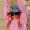 Katydid Blue Leopard Print Bucket Hats New