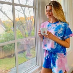 Katydid Pink And Blue Tie Dye Loungewear Set Tie Dye Collection