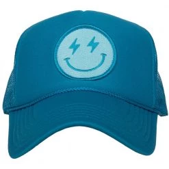 Katydid New Turquoise Lightning Happy Face Trucker Hat