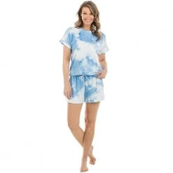 Katydid Tie Dye Collection Light Blue And White Tie Dye Loungewear Set