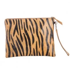 Katydid Mom Life Collection Brown/Black Zebra Hair On Leather Clutch