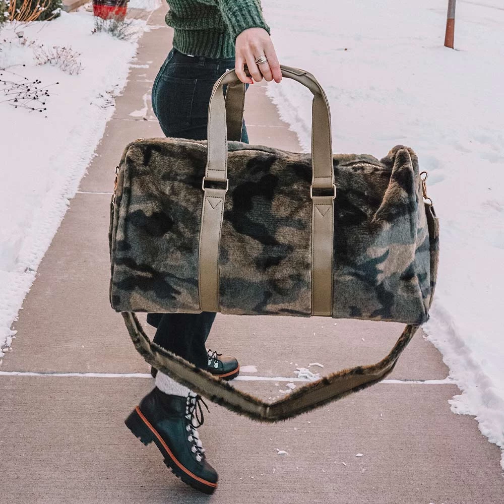 Katydid Fall & Winter Camo Faux Fur Weekender Bags