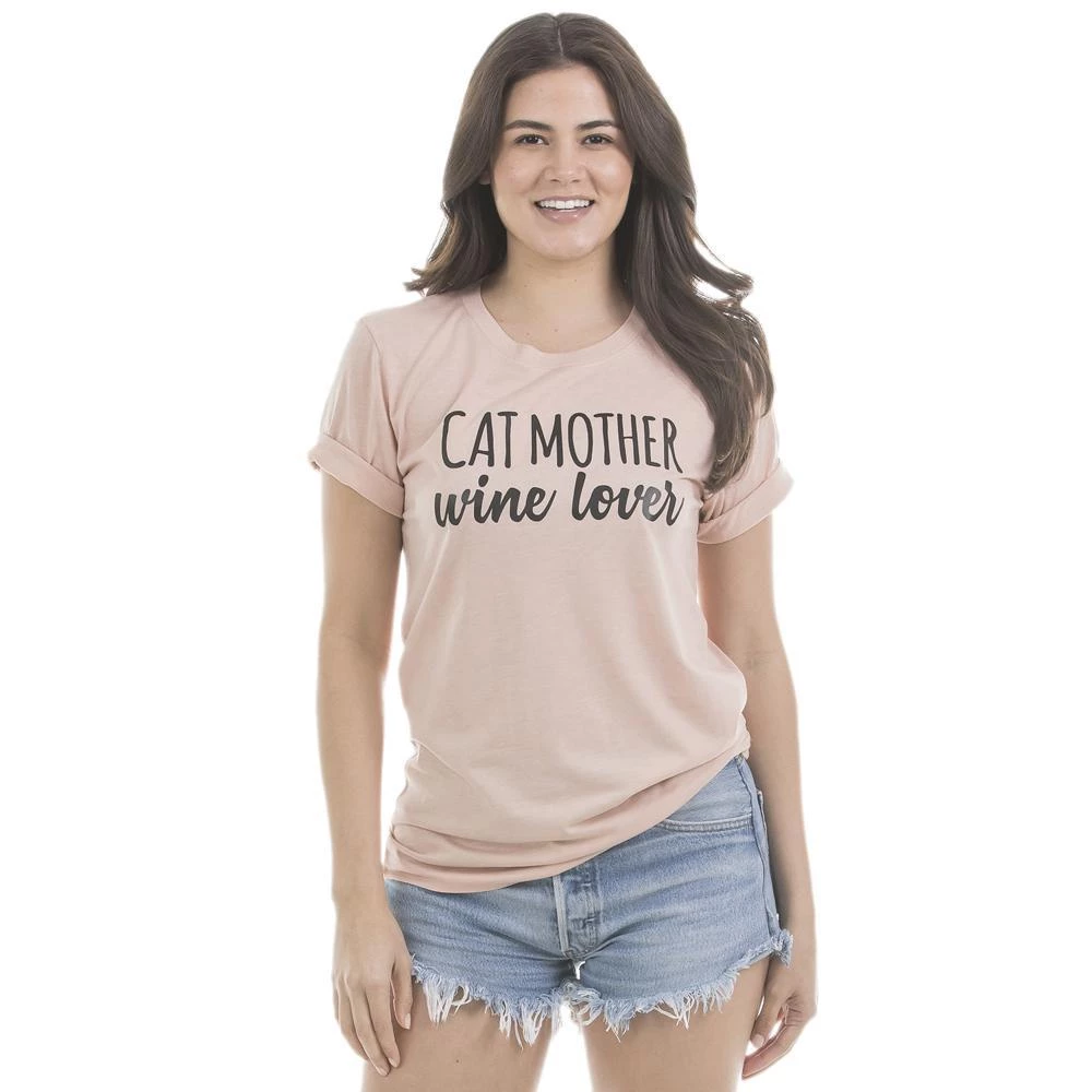 Katydid Weekend Vibes Collection Cat Mother Wine Lover T-Shirts