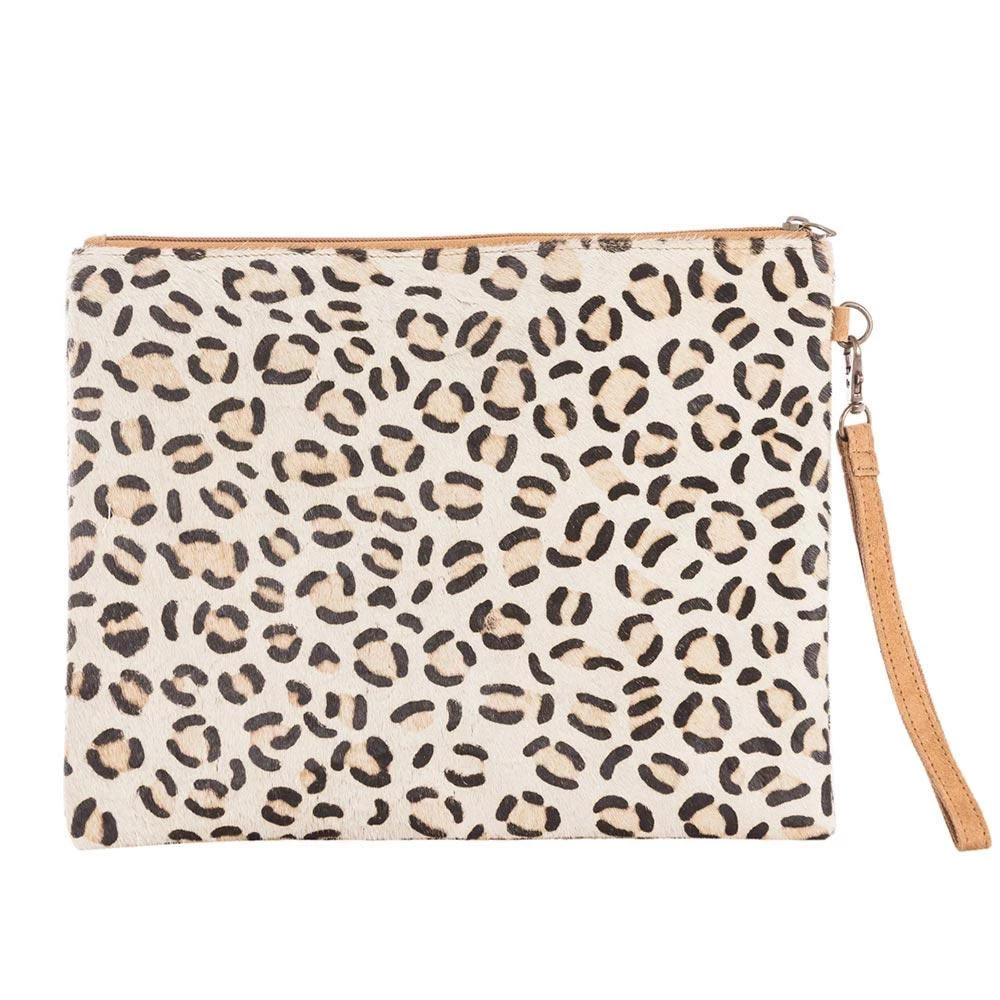 Katydid Tan/Black Leopard Hair On Leather Clutch