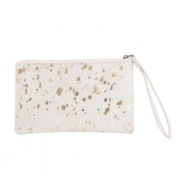 Katydid Cream/Gold Metallic Hair On Leather Wristlet