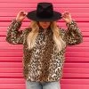 Katydid Brown Leopard Sherpa PULLOVER With Pockets Fall & Winter