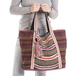 Katydid Black/Multicolored Aztec Embroidered Tote Bag Fall & Winter