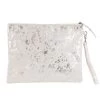 Katydid Gray/Silver Metallic Hair On Leather Clutch Mom Life Collection