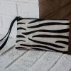 Katydid Gray/Black Zebra Hair On Leather Wristlet