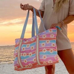 Katydid New Daisy Stripes Pattern Tote Bag