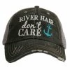 Katydid River Hair Don't Care Trucker Hat With Anchor Vacay Getaway Collection