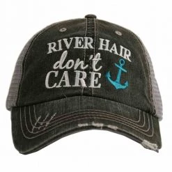 Katydid River Hair Don't Care Trucker Hat With Anchor Vacay Getaway Collection