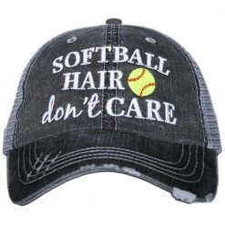Katydid Softball Hair Don't Care Trucker Hat