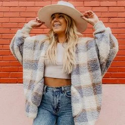 Katydid Fall & Winter Blue Plaid Lightweight BODY WRAP With Hoodie And Pockets