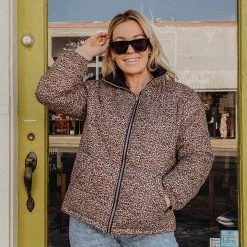 Katydid Leopard Reversible Puffer JACKET With Pockets Fall & Winter