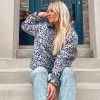 Katydid Gray Leopard Sherpa PULLOVER With Pockets Fall & Winter